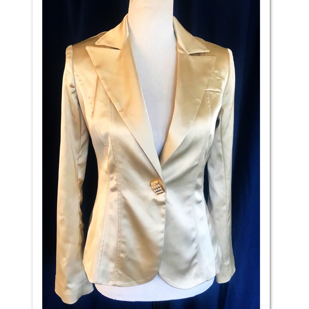 NWT Cache Gold Formal Fitted Single Button Blazer
